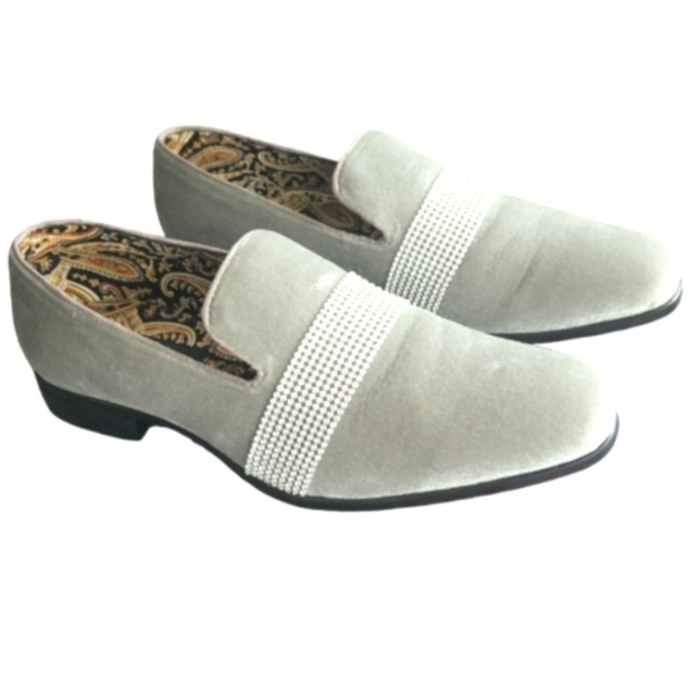 After Midnight Men's Gray Encrusted Lined Formal Hard Bottom Slip On Shoes